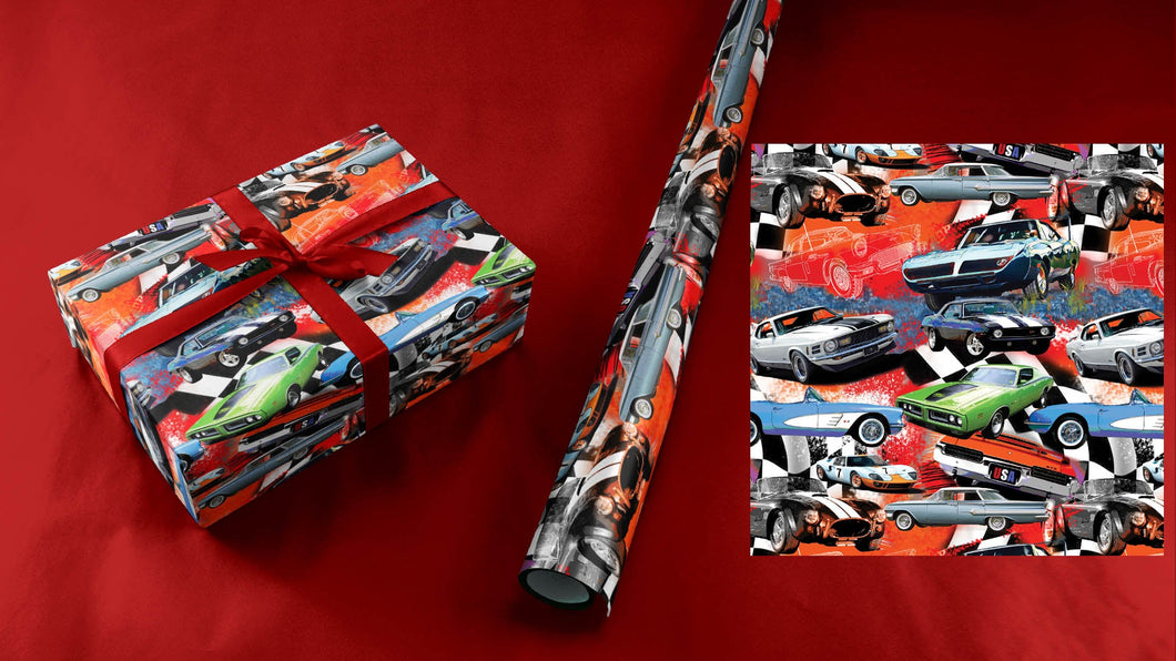 American Muscle Cars Wrapping Paper Sheets