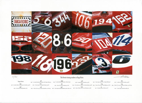 Ferrari Winning numbers at Targa Florio-  Fine art print by Enzo Naso