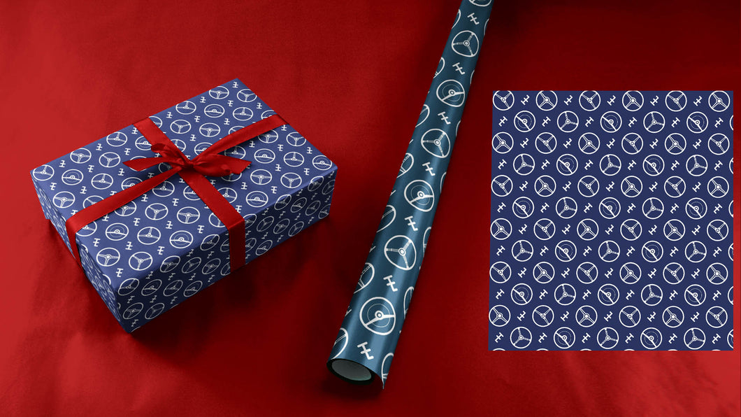 Blue Steering Wheels Wrapping Paper Sheet