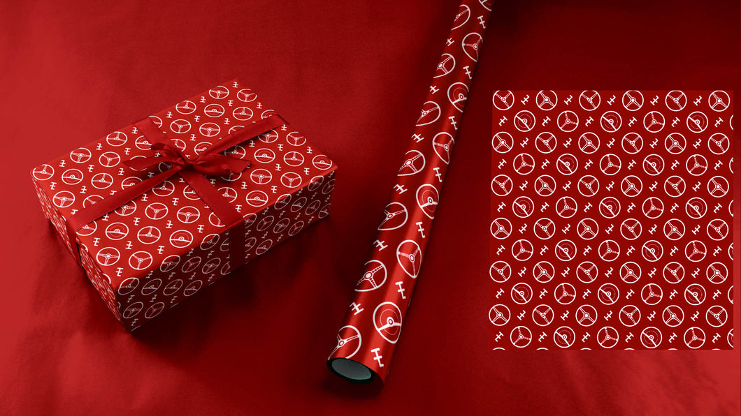 Red Steering Wheels Wrapping Paper Sheet