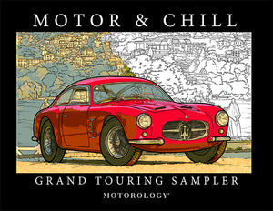 Motor and Chill: Grand Touring Sampler coloring book by Motorology