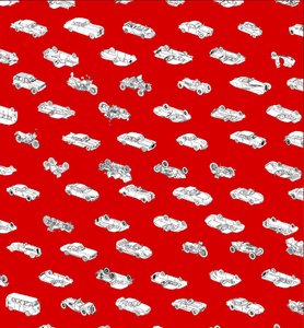 Tiny 49 Car Collection Wrapping Paper in Red Sheet